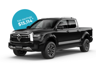 GWM Cannon Alpha Lux Auto 4WD Dual Cab novated leasing through RemServ today.